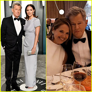Katharine McPhee vitser David Foster fant en ny kone på Vanity Fair Oscar Party 2020 | 2020 Oscars-fester, David Foster, John Molner, Katharine McPhee, Katie Couric