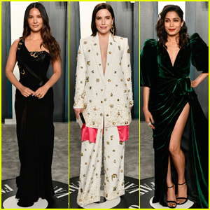 Olivia Munn Rocks -nahkamekko Vanity Fair Oscar -juhliin 2020 | 2020 Oscar-juhlat, Aja Naomi King, Freida Pinto, Madeline Brewer, Olivia Munn, Sophia Bush