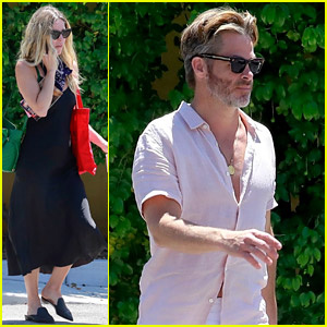 Chris Pine si ferma in un edificio medico con la fidanzata Annabelle Wallis
