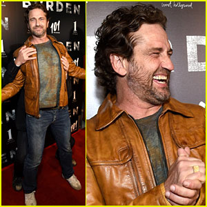 Gerard Butler si deli neumni trenutek na rdeči preprogi'Burden' Director at L.A. Screening