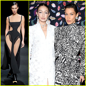 Bella Hadid desfila em desfiles de moda Mugler e Lanvin com a irmã Gigi em Paris