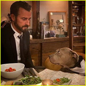Justin Theroux et son chien Kuma ont eu un dîner formel le vendredi à la maison !