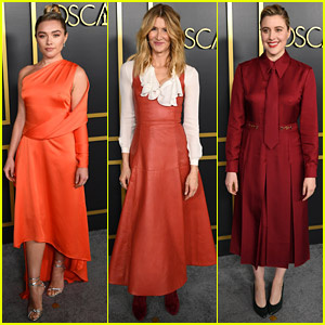 Florence Pugh, Laura Dern και Greta Gerwig Wear Shades of Red στο μεσημεριανό γεύμα υποψηφίων για Όσκαρ
