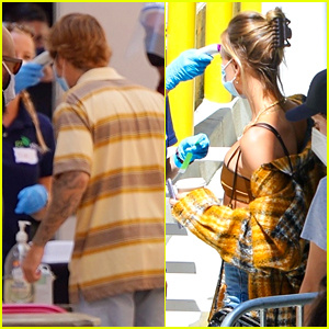 Justin i Hailey Bieber mierzą sobie temperaturę po przybyciu do studia | Hailey Bieber, Justin Bieber