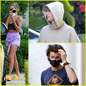 Shawn Mendes se encontra com Hailey e Justin Bieber no estúdio de gravação em casa