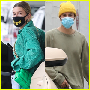 Hailey Bieber poartă mască de față de la soțul Justin Bieber's Drew Clothing Line