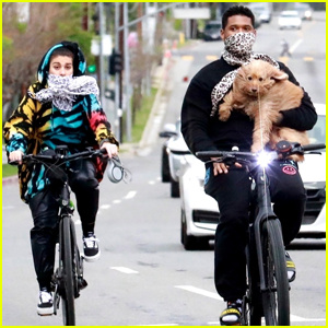 Usher lleva a su perro en paseo en bicicleta con su novia Jennifer Goicoechea | Jennifer Goicoechea, Ujier