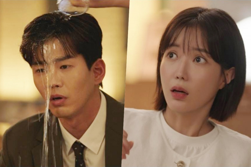 Im Soo Hyang jest zszokowany, gdy ktoś rzuca drinkiem w Go Yoon w „Beauty And Mr. Romantic”