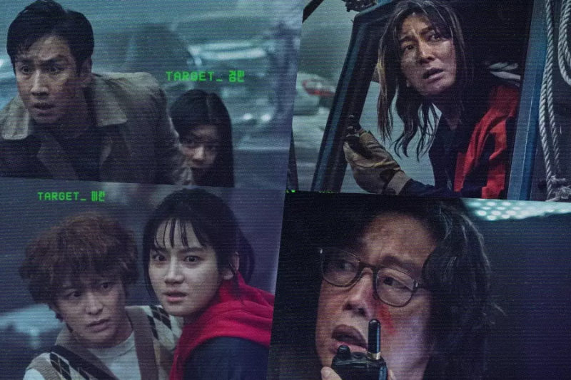 Lee Sun Gyun, Joo Ji Hoon, Park Ju Hyun ja muut kohtaavat kokeellisia koiria romahtavan sillan keskellä 'Project Silence' -julisteissa