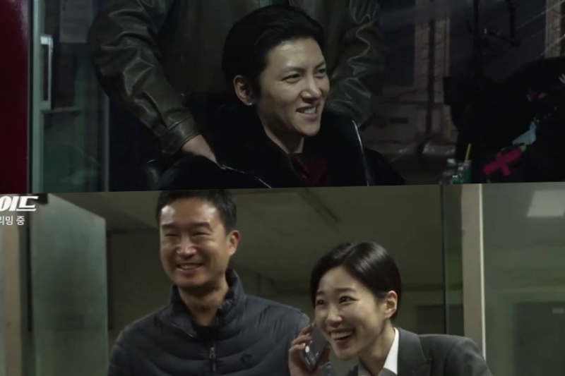 Se: Ji Chang Wook, Ha Yun Kyung, Jo Woo Jin og flere beholder smilene sine mens de filmer intense scener for «Gangnam B-Side»