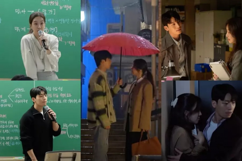 Obejrzyj: Jung Ryeo Won i Wi Ha Joon dumni z „The Midnight Romance In Hagwon” podczas tworzenia teledysku