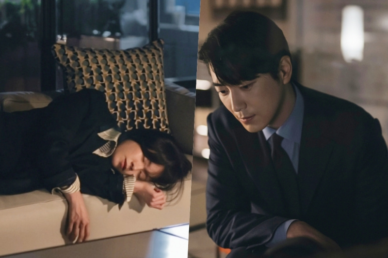 Lee Jun Hyuk laskavě dohlíží na spícího Han Ji Mina ve filmu Love Scout