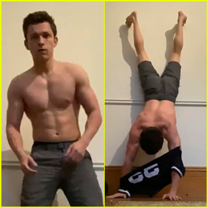  Tom Holland tente le'Impossible Challenge' Of Putting a Shirt On While Doing a Handstand