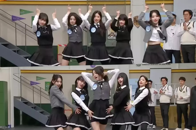 Katso: LE SSERAFIM esittelee ensi-iltansa comeback-kappaleen 'UNFORGIVEN' kappaleessa 'Knowing Bros'